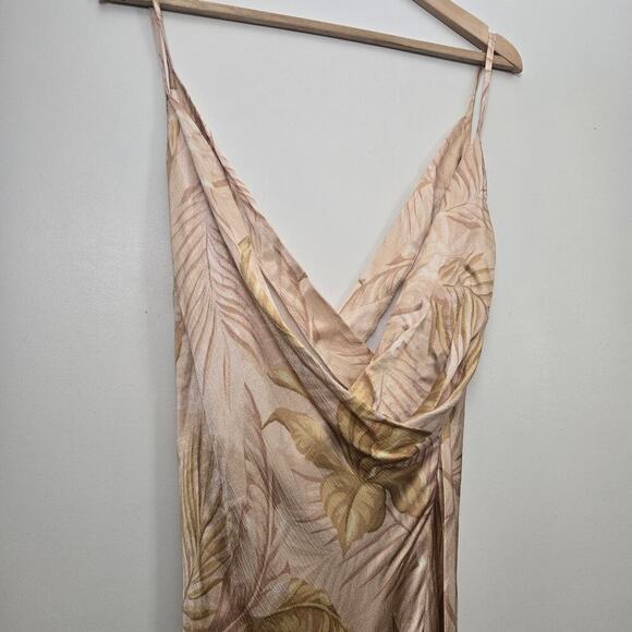 Bec + Bridge Dusty Palms Maxi Dress Size US 4 Small Tan Gold Cowl Slip NEW - Picture 5 of 9
